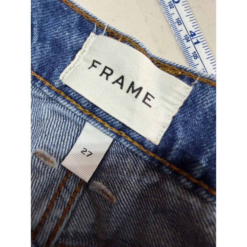 FRAME Le Nouveau Straight Jeans Womens 27 Blue High Rise Distressed 90s Style - Picture 2 of 11
